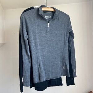 Smartwool Base Layer Tops Gray Black Bundle 100% Merino Wool Long Sleeve Flaws